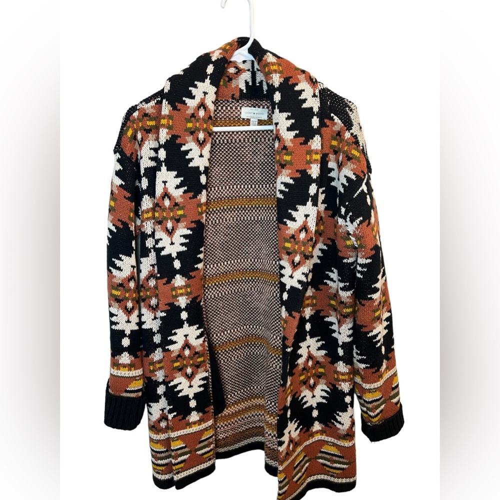 Lucky Brand Aztec geometric pattern cardigan sweater women’s size XS-EUC